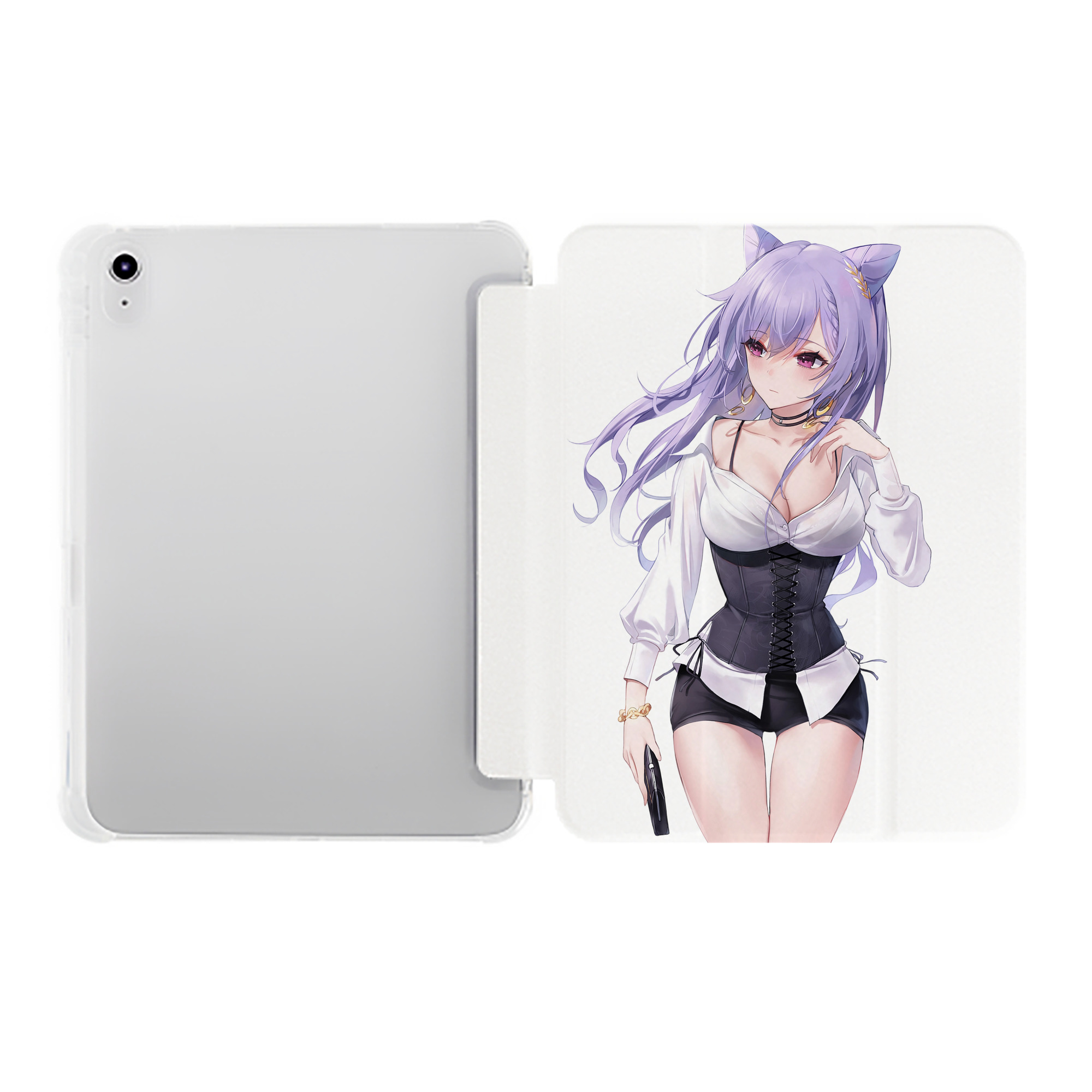 げんし神 刻晴 こくせい genshin Kokusei IPad ケース ペン収納付き 三つ折りスタンド PUレザー×シリコン 対応機種9.5/10.5/10.9インチ